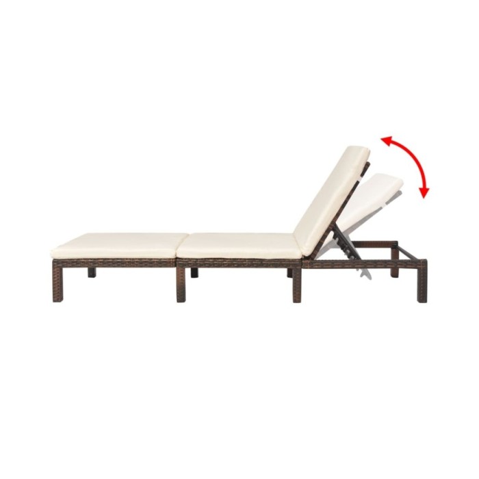 Chaise longue avec coussin Résine tressée Marron