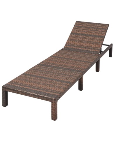 Chaise longue avec coussin Résine tressée Marron