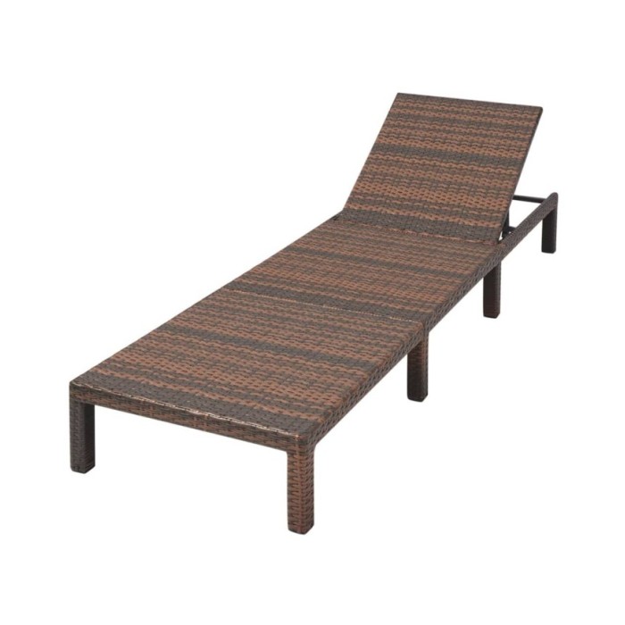 Chaise longue avec coussin Résine tressée Marron