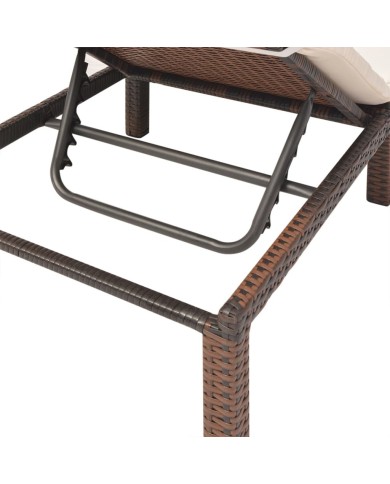 Chaise longue avec coussin Résine tressée Marron