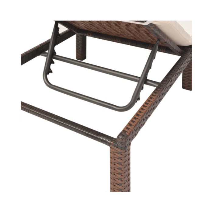 Chaise longue avec coussin Résine tressée Marron