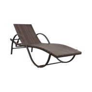 Chaise longue avec coussin et table Résine tressée Marron