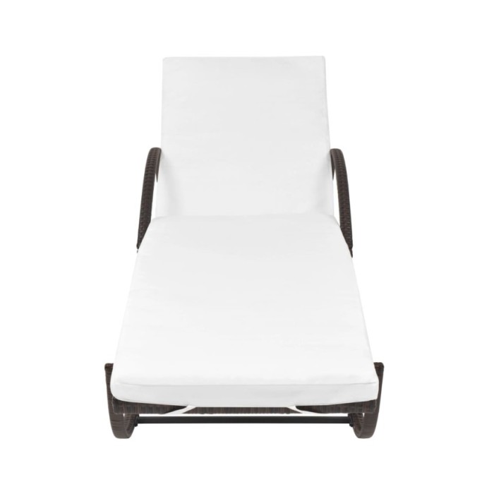 Chaise longue avec coussin et table Résine tressée Marron