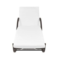 Chaise longue avec coussin et table Résine tressée Marron