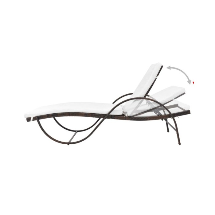Chaise longue avec coussin et table Résine tressée Marron