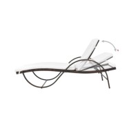 Chaise longue avec coussin et table Résine tressée Marron
