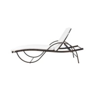 Chaise longue avec coussin et table Résine tressée Marron