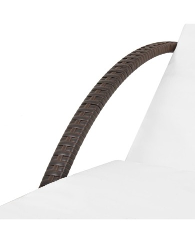 Chaise longue avec coussin et table Résine tressée Marron