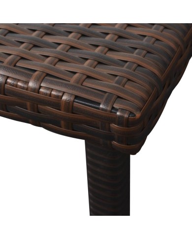Chaise longue avec coussin et table Résine tressée Marron