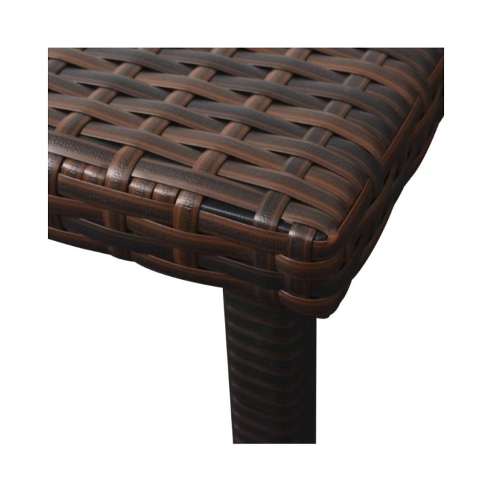 Chaise longue avec coussin et table Résine tressée Marron