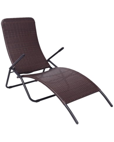 Chaise longue pliable Rotin synthétique Marron
