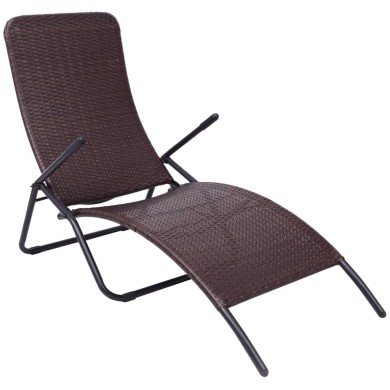 Chaise longue pliable Rotin synthétique Marron
