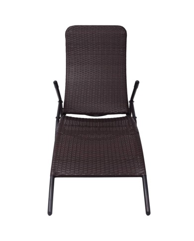 Chaise longue pliable Rotin synthétique Marron