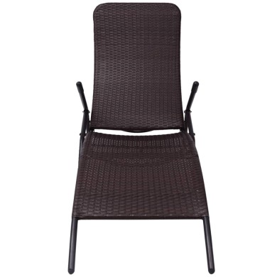Chaise longue pliable Rotin synthétique Marron
