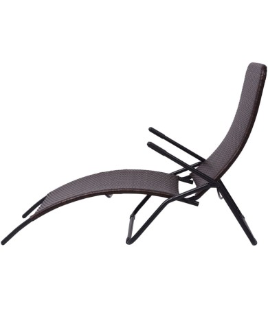 Chaise longue pliable Rotin synthétique Marron