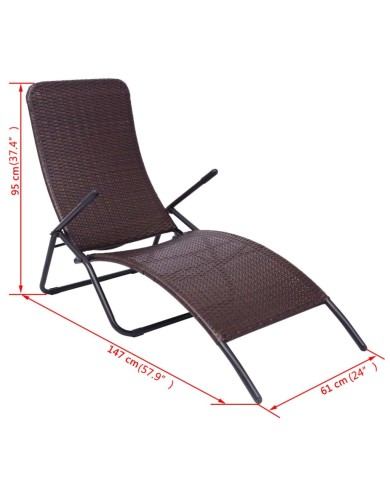 Chaise longue pliable Rotin synthétique Marron