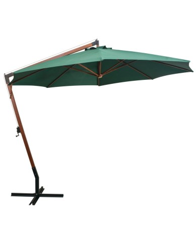 Parasol 350 cm Poteau en bois Vert