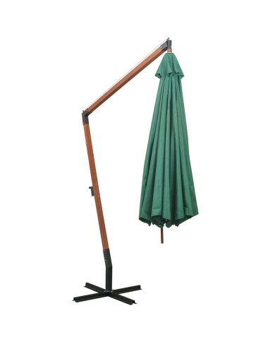 Parasol 350 cm Poteau en bois Vert