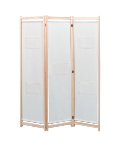 Cloison de séparation 3 panneaux Crème 120x170x4 cm Tissu