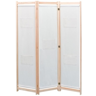 Cloison de séparation 3 panneaux Crème 120x170x4 cm Tissu