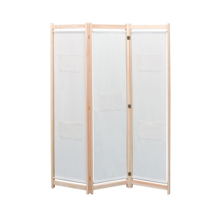 Cloison de séparation 3 panneaux Crème 120x170x4 cm Tissu
