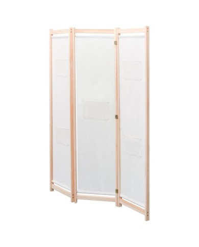 Cloison de séparation 3 panneaux Crème 120x170x4 cm Tissu
