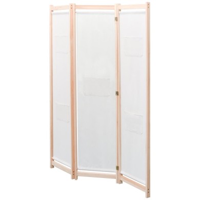 Cloison de séparation 3 panneaux Crème 120x170x4 cm Tissu