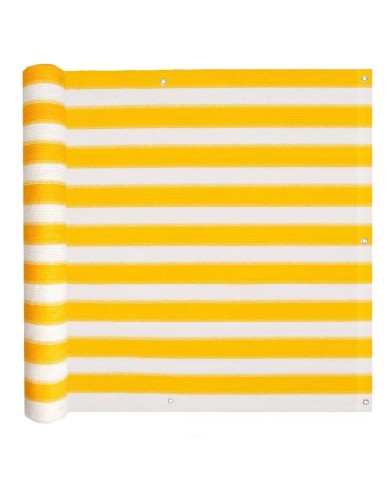 Écran de balcon PEHD 75 x 600 cm Jaune et blanc