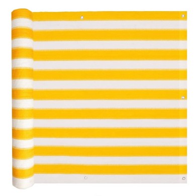 Écran de balcon PEHD 75 x 600 cm Jaune et blanc