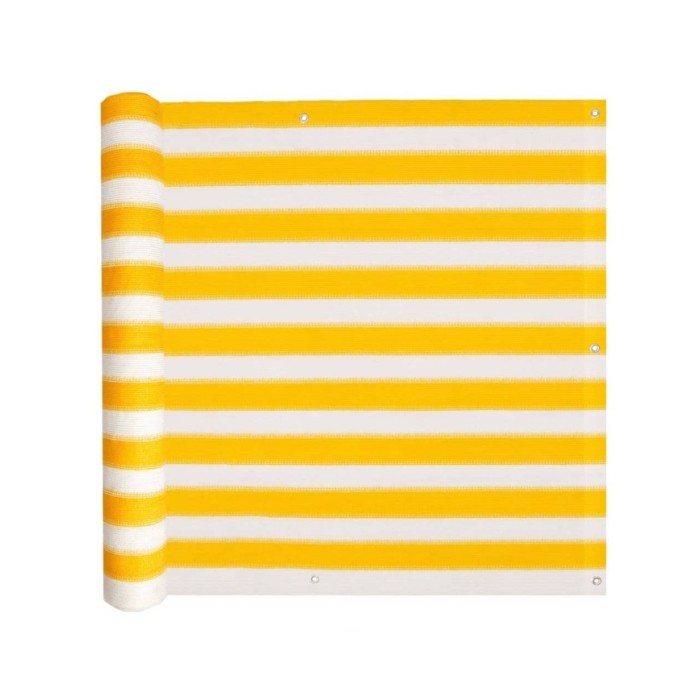 Écran de balcon PEHD 75 x 600 cm Jaune et blanc