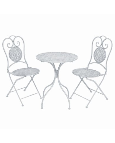 Ensemble de bistro 3 pcs Acier Blanc grisâtre