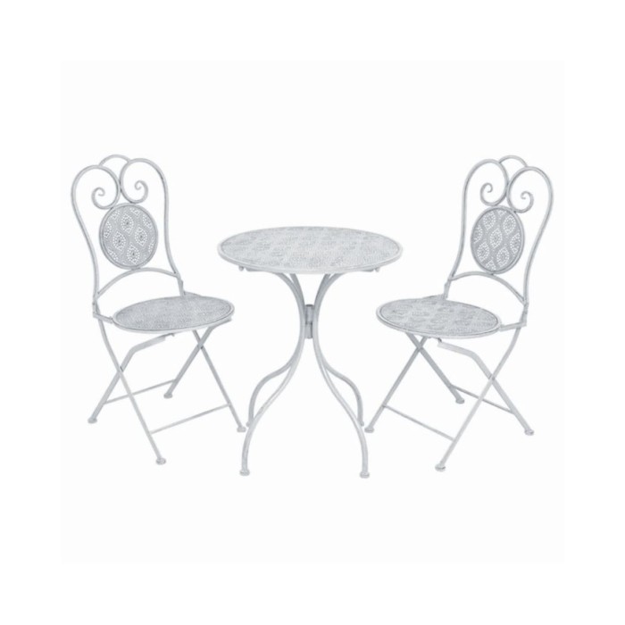 Ensemble de bistro 3 pcs Acier Blanc grisâtre