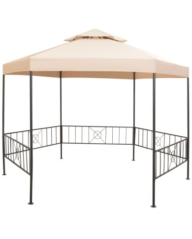 Chapiteau tente de jardin Hexagonal Beige 323 x 265 cm