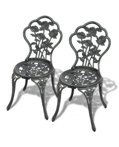 Chaises de bistro 2 pcs Aluminium coulé Vert