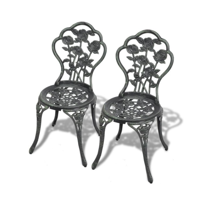 Chaises de bistro 2 pcs Aluminium coulé Vert