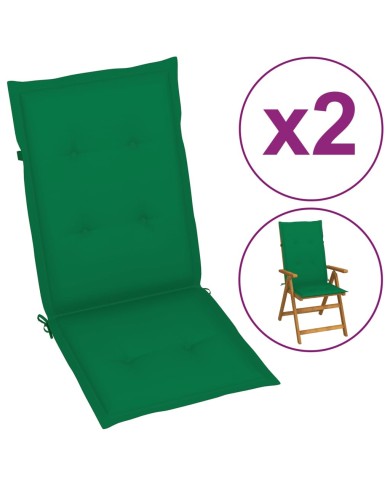 Coussin de chaise de jardin 2 pcs Vert 120 x 50 x 3 cm