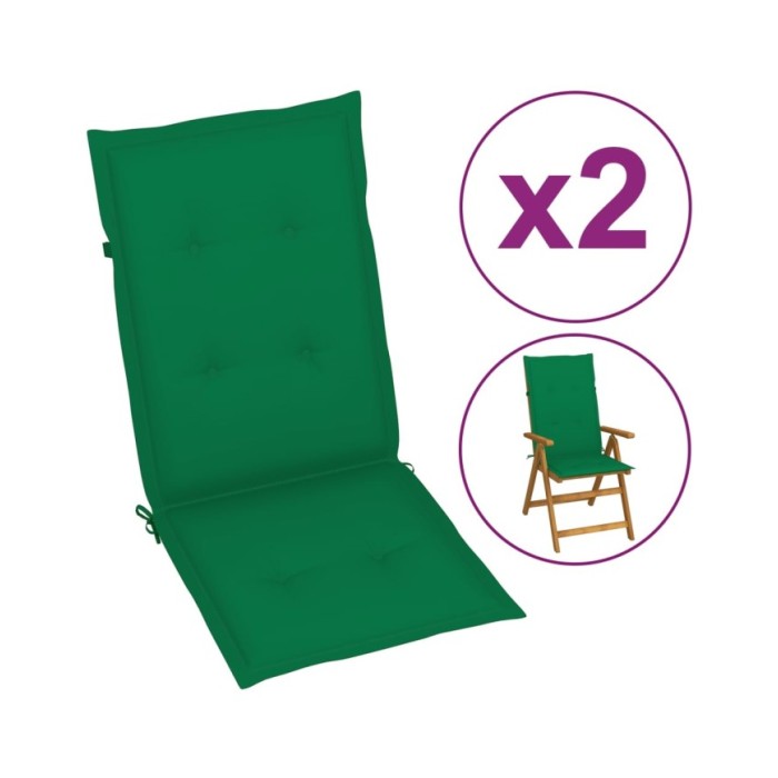 Coussin de chaise de jardin 2 pcs Vert 120 x 50 x 3 cm