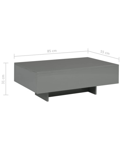 Table basse Gris brillant 85 x 55 x 31 cm MDF
