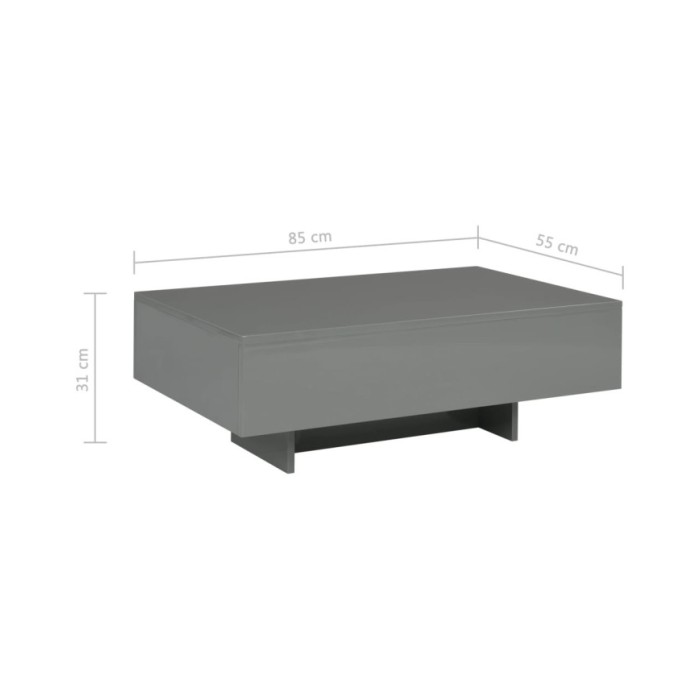 Table basse Gris brillant 85 x 55 x 31 cm MDF