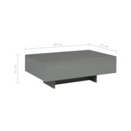 Table basse Gris brillant 85 x 55 x 31 cm MDF