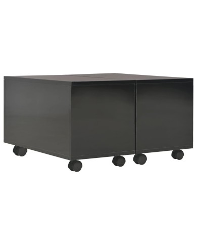 Table basse Noir brillant 60x60x35 cm Aggloméré 