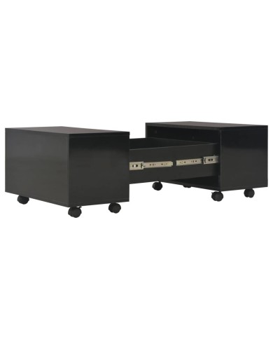 Table basse Noir brillant 60x60x35 cm Aggloméré 