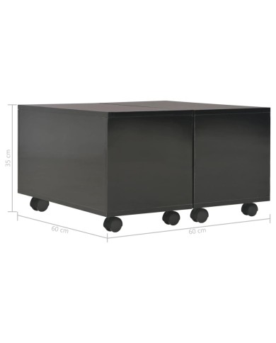 Table basse Noir brillant 60x60x35 cm Aggloméré 