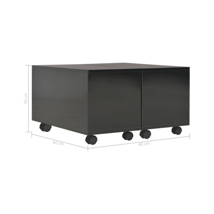 Table basse Noir brillant 60x60x35 cm Aggloméré 