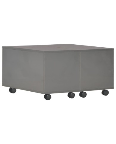 Table basse Gris brillant 60x60x35 cm Aggloméré 