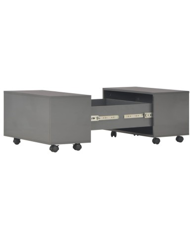 Table basse Gris brillant 60x60x35 cm Aggloméré 