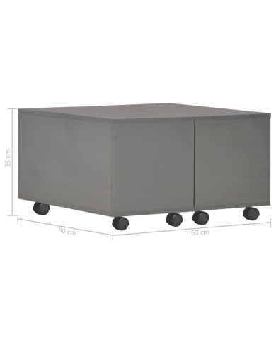 Table basse Gris brillant 60x60x35 cm Aggloméré 