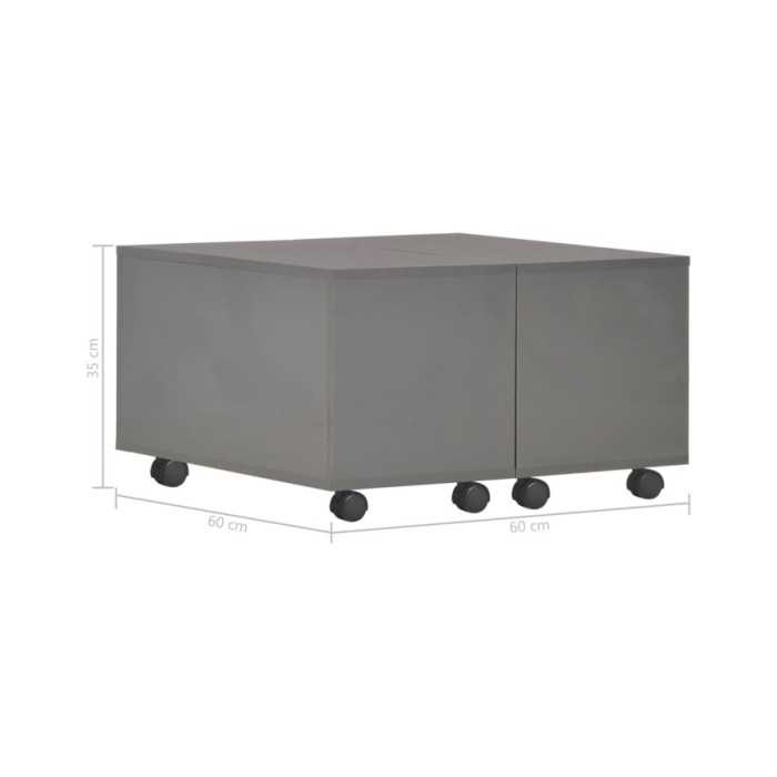 Table basse Gris brillant 60x60x35 cm Aggloméré 