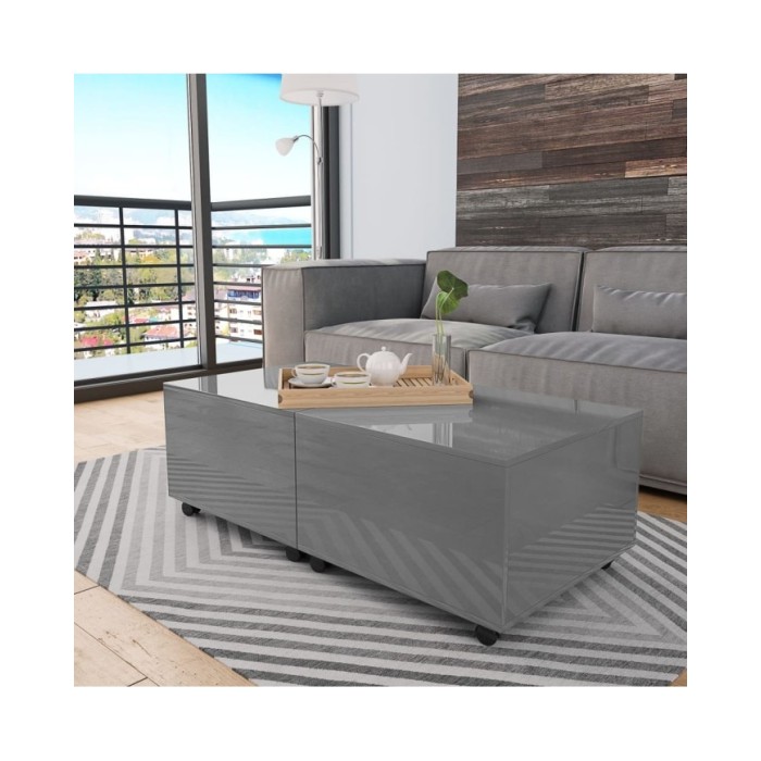 Table basse Gris brillant 120 x 60 x 35 cm