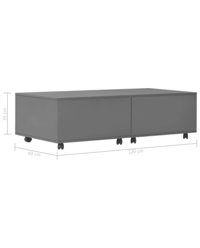 Table basse Gris brillant 120 x 60 x 35 cm